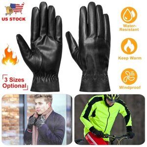 Unisex Leather Winter Warm Gloves Outdoor Windproof Soft Gloves